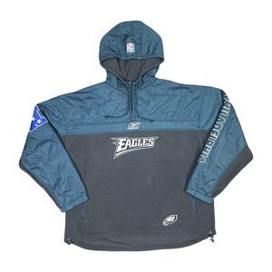 Vintage Reebok NFL Philadelphia Eagles Hooded Pullover - Size XL